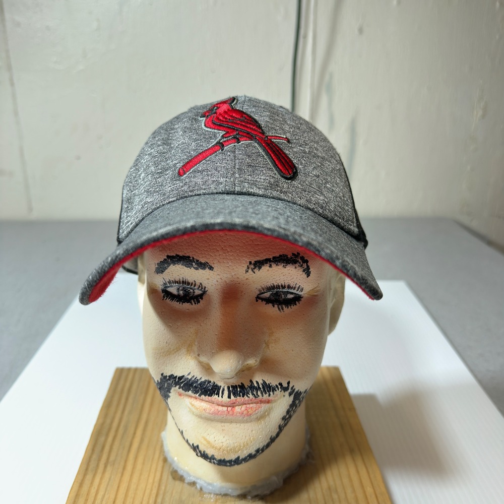 New Era St. Louis Cardinals Hat Mens M/L Grey Black Good‎ MLB 39THIRTY Mesh Cap